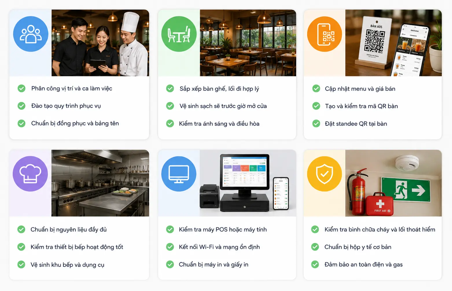 Checklist mở ca nhà hàng trước khi đón khách