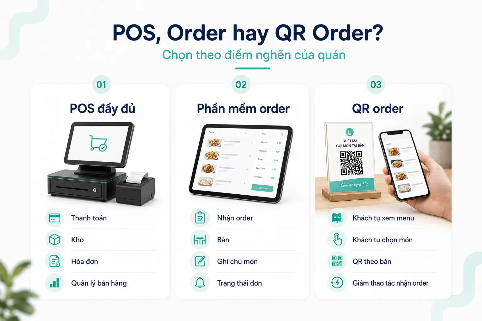 So sánh POS phần mềm order và QR order cho quán cafe