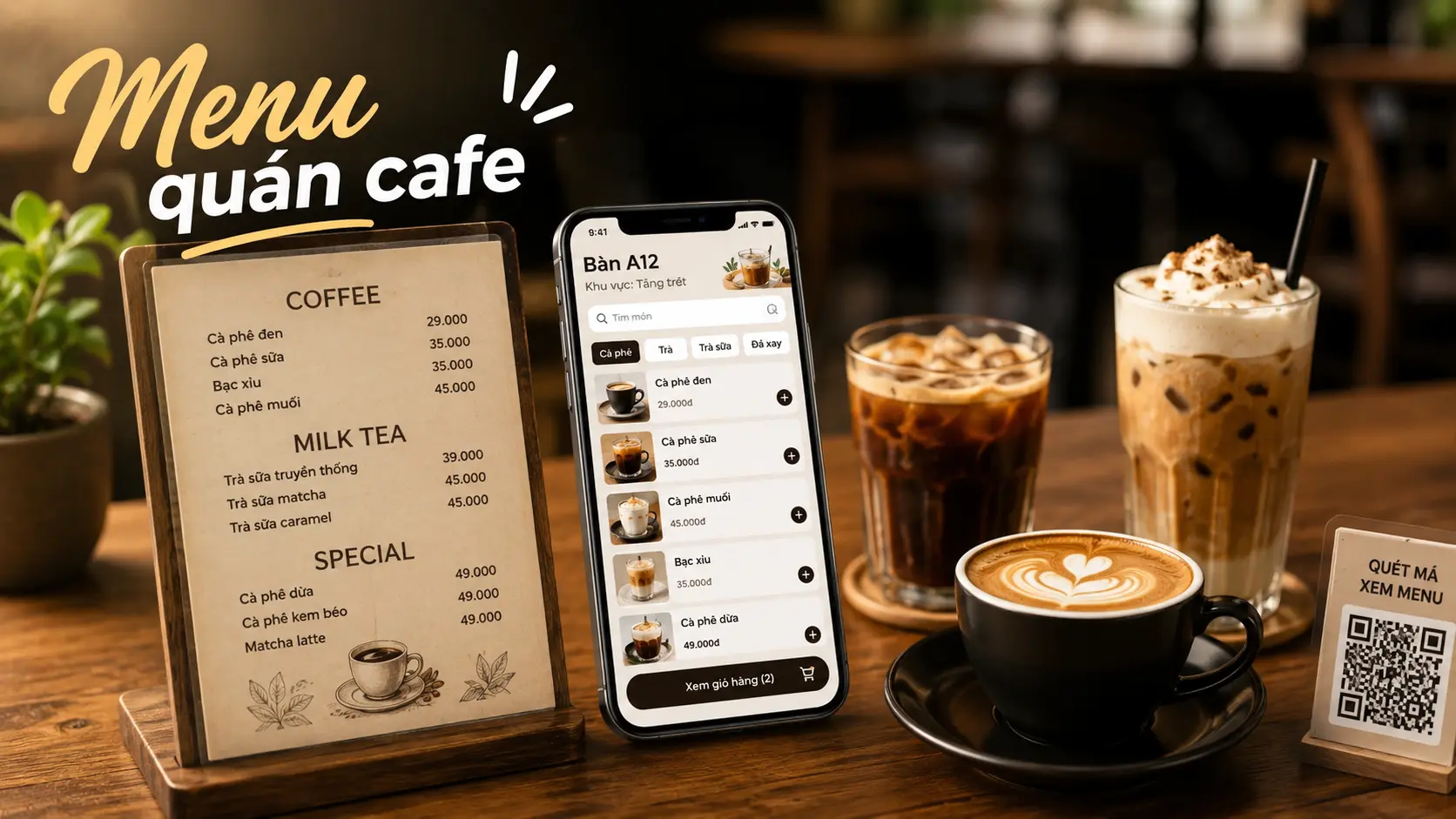 Menu quán cafe