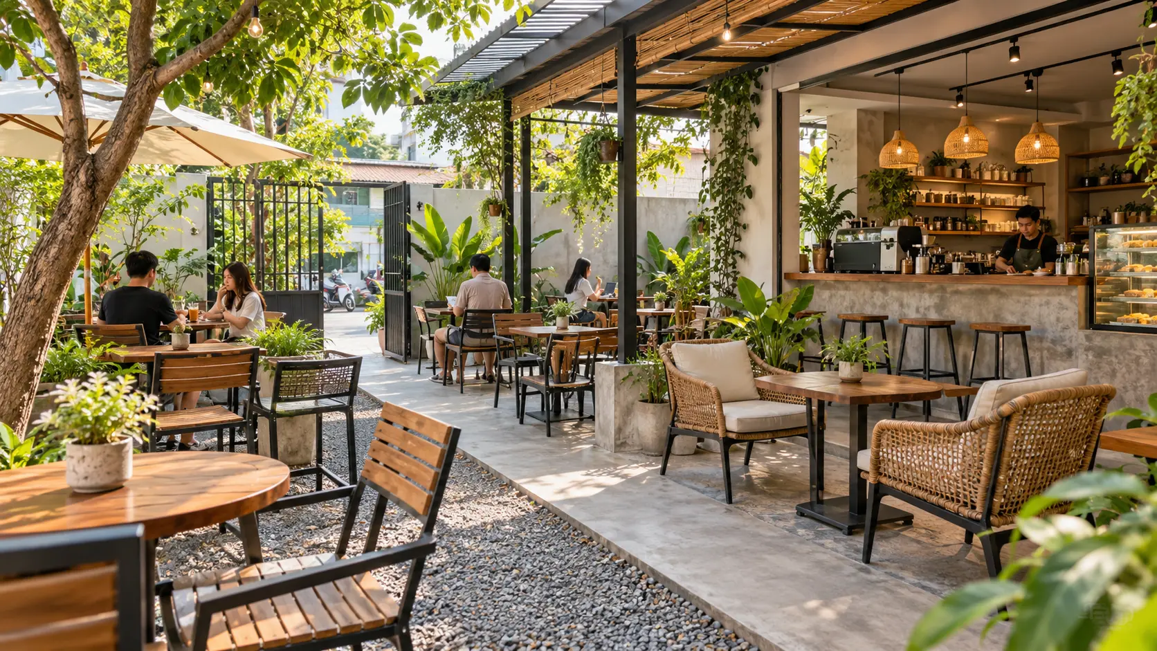 Mở quán cafe sân vườn nhỏ: Chi phí, diện tích & kinh nghiệm setup