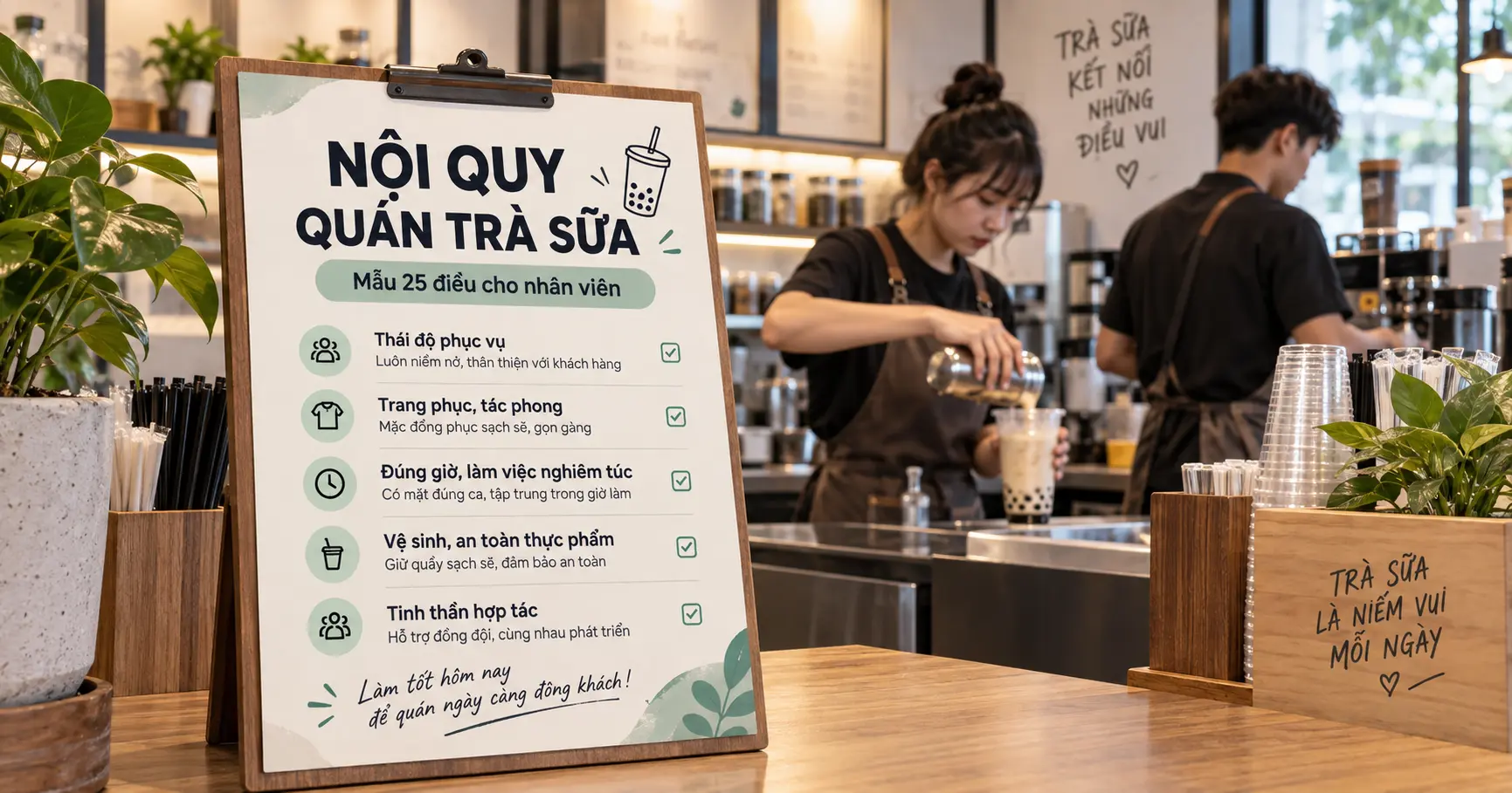 Nội quy quán trà sữa: Mẫu 25 điều cho nhân viên + file Word, PDF