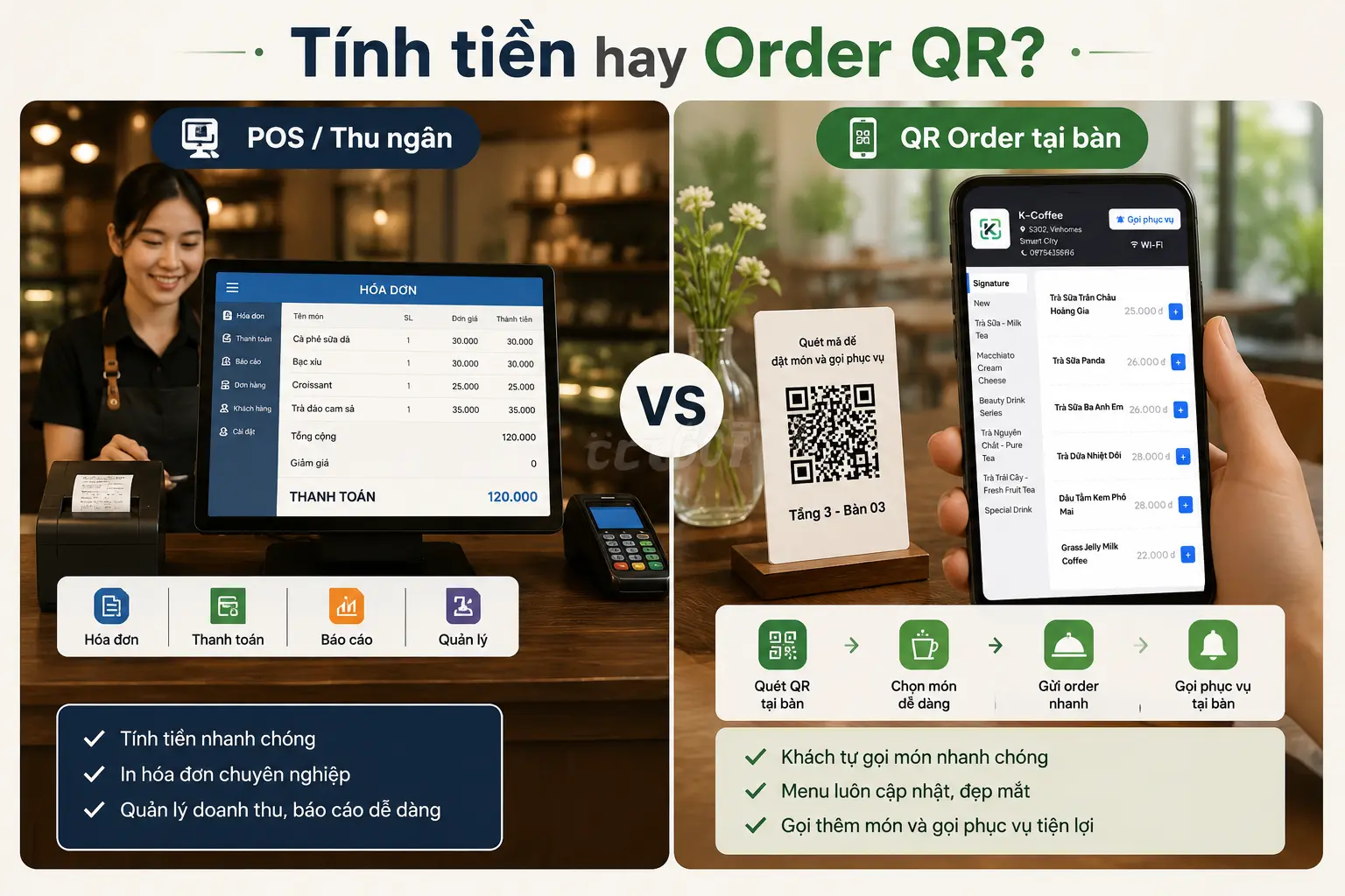 Phần mềm tính tiền và order QR