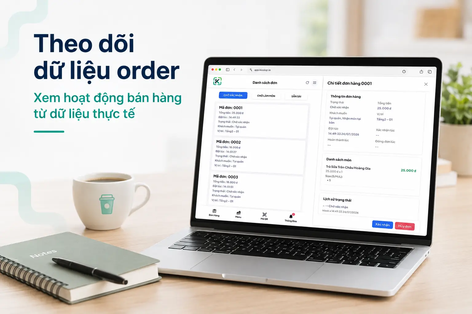 Báo cáo dữ liệu doanh thu và order quán cafe