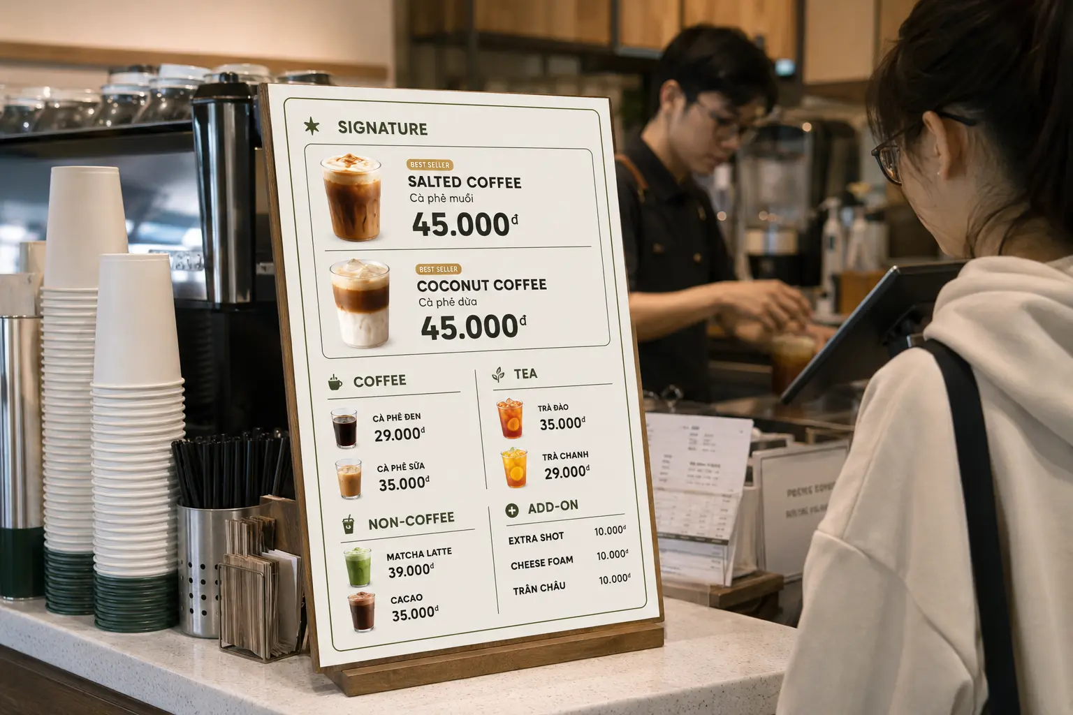 Mẫu menu cafe take away bố cục nhanh dễ chọn món