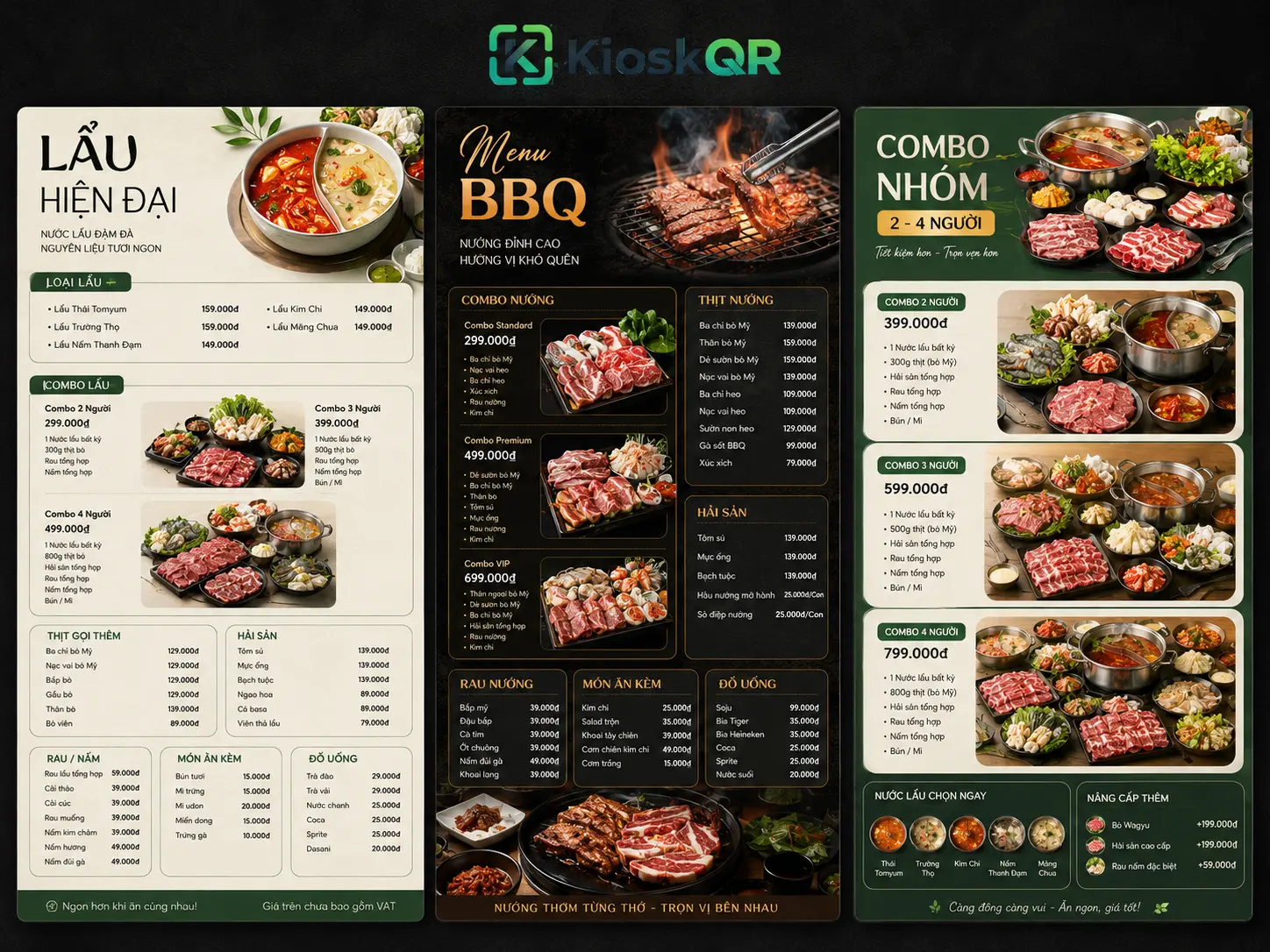 Mẫu menu nhà hàng lẩu và nướng BBQ