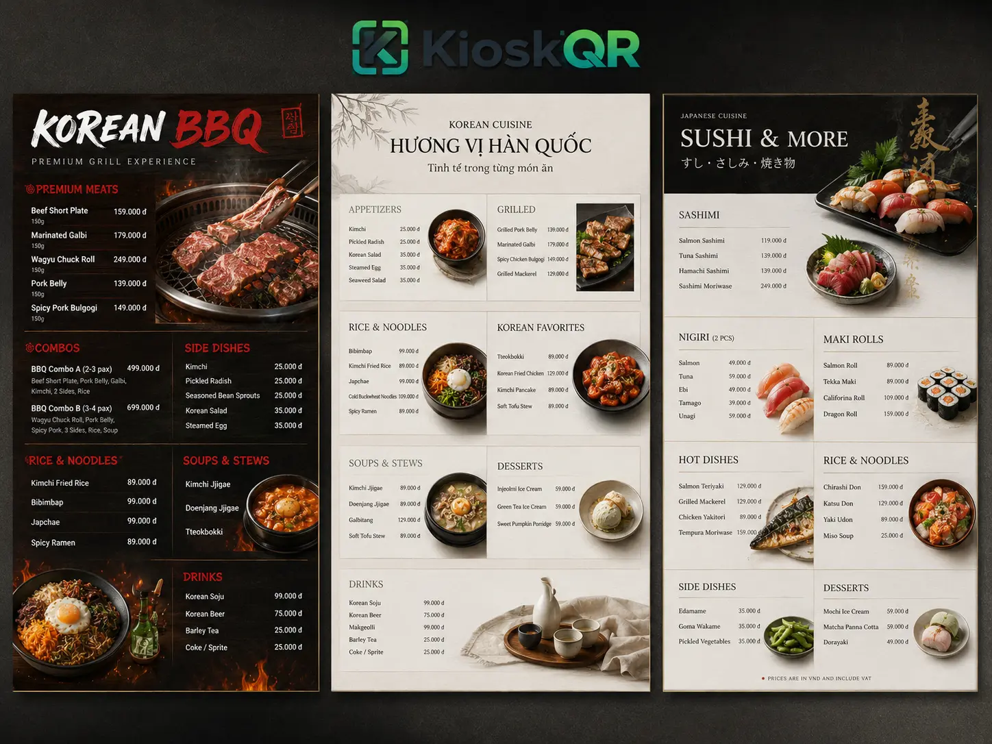 Mẫu menu nhà hàng Hàn Quốc và Nhật Bản