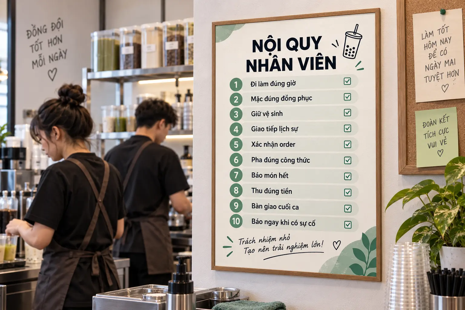 Mẫu poster nội quy quán trà sữa dành cho nhân viên