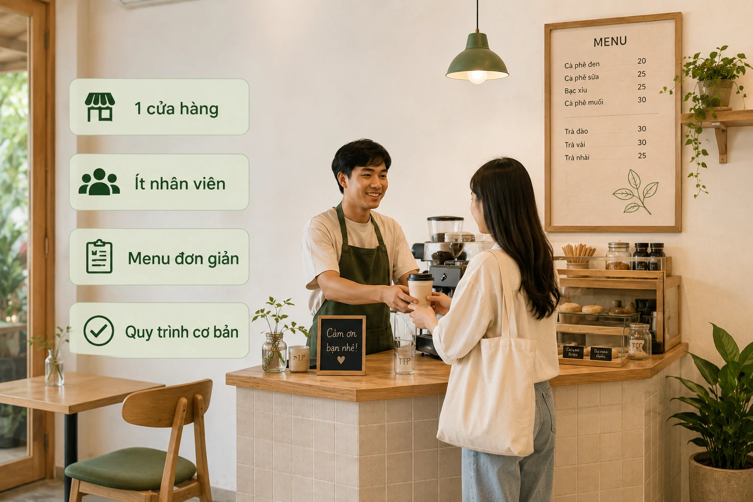 Quán cafe nhỏ phù hợp với phần mềm quản lý miễn phí