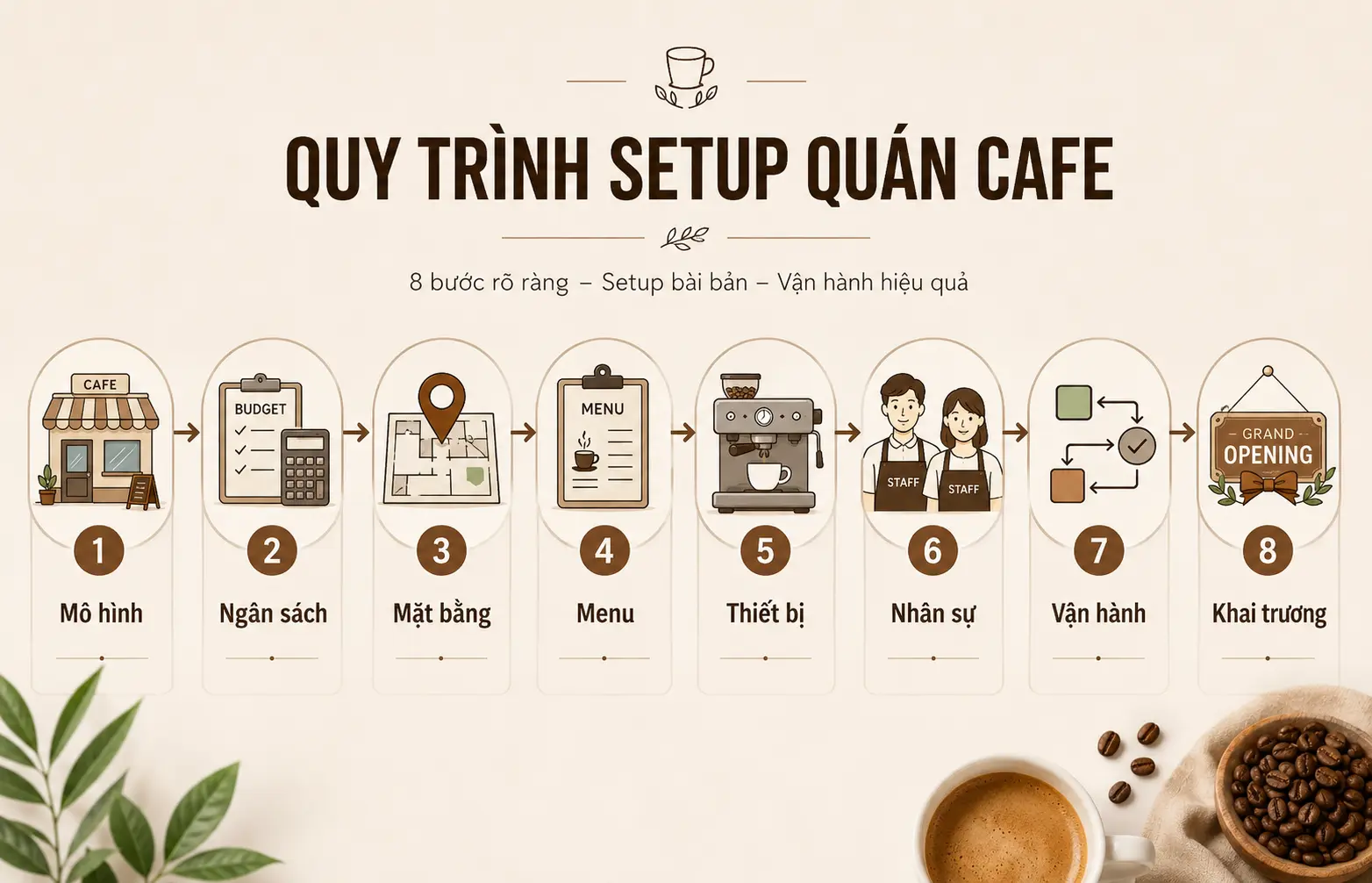 Quy trình setup quán cafe từ ý tưởng đến khai trương